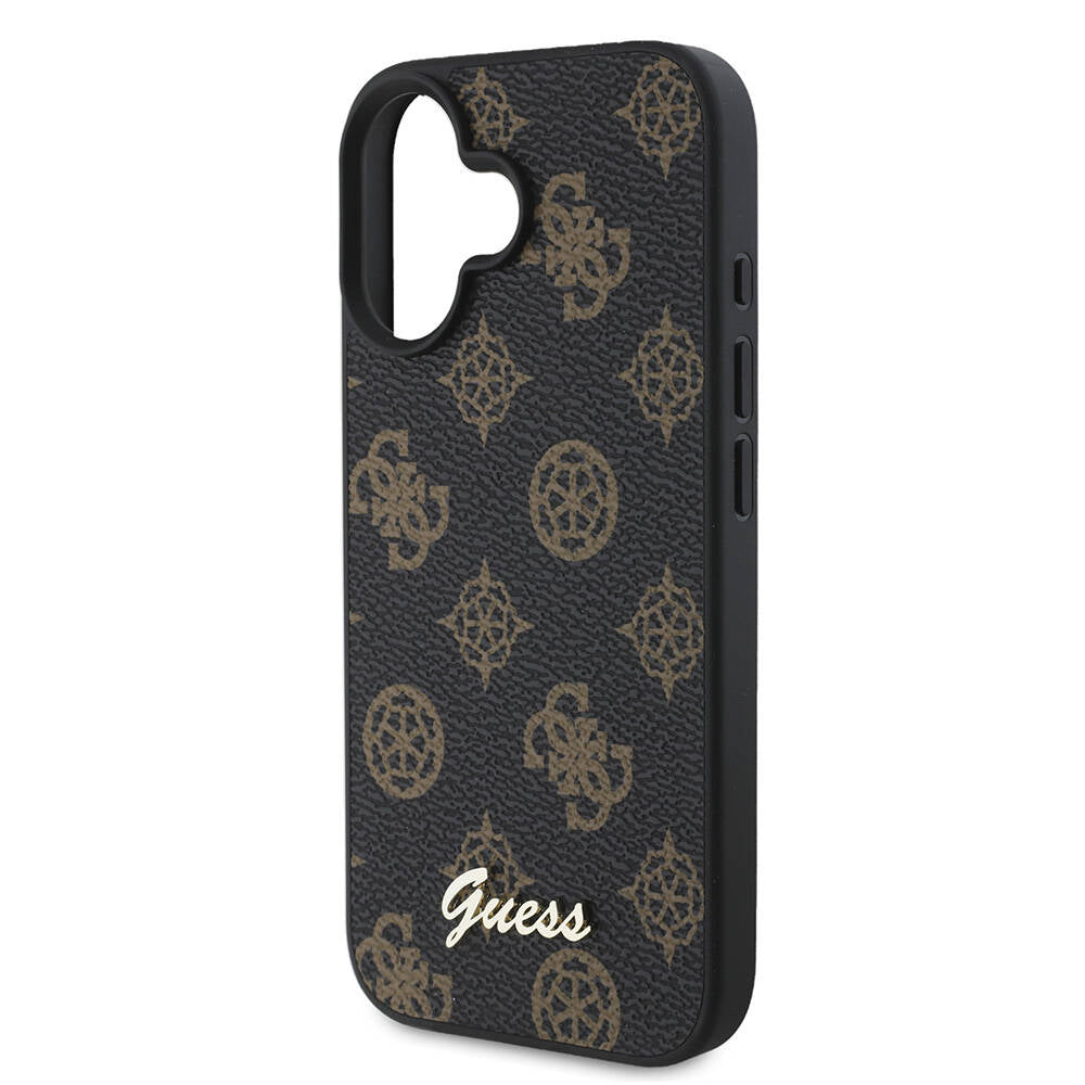 Custodia MagSafe per Apple iPhone 16 Plus, Guess, Peony Script, Nera