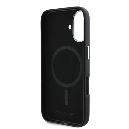 Custodia MagSafe per Apple iPhone 16 Plus, Karl Lagerfeld, FW Metal Plate, Nera