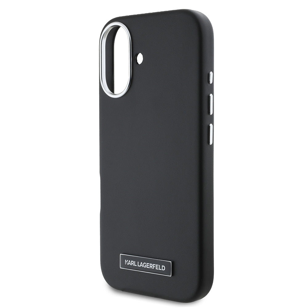 Custodia MagSafe per Apple iPhone 16 Plus, Karl Lagerfeld, FW Metal Plate, Nera
