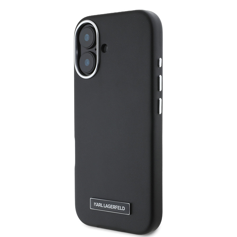 Custodia MagSafe per Apple iPhone 16 Plus, Karl Lagerfeld, FW Metal Plate, Nera
