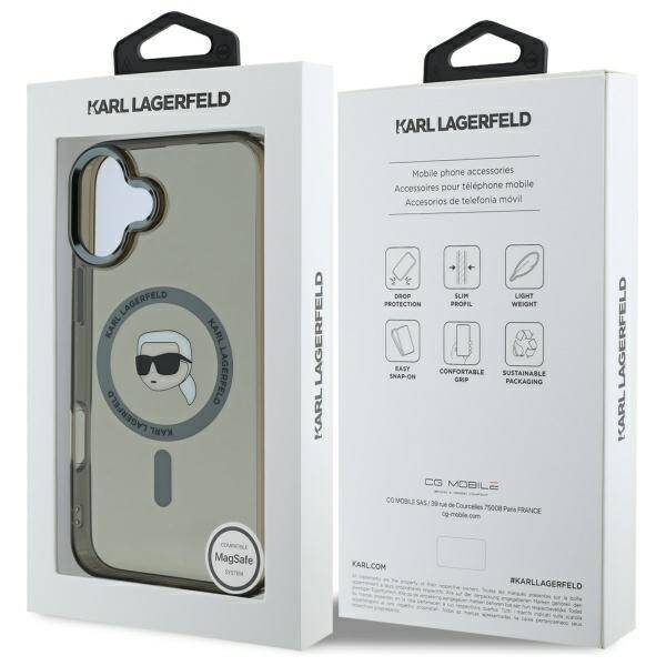 Custodia MagSafe per Apple iPhone 16 Plus, Karl Lagerfeld, IML Karl's Head, Nera