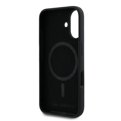 Custodia MagSafe per Apple iPhone 16 Plus, Karl Lagerfeld, Silicone Ring Karl & Choupette, Nera