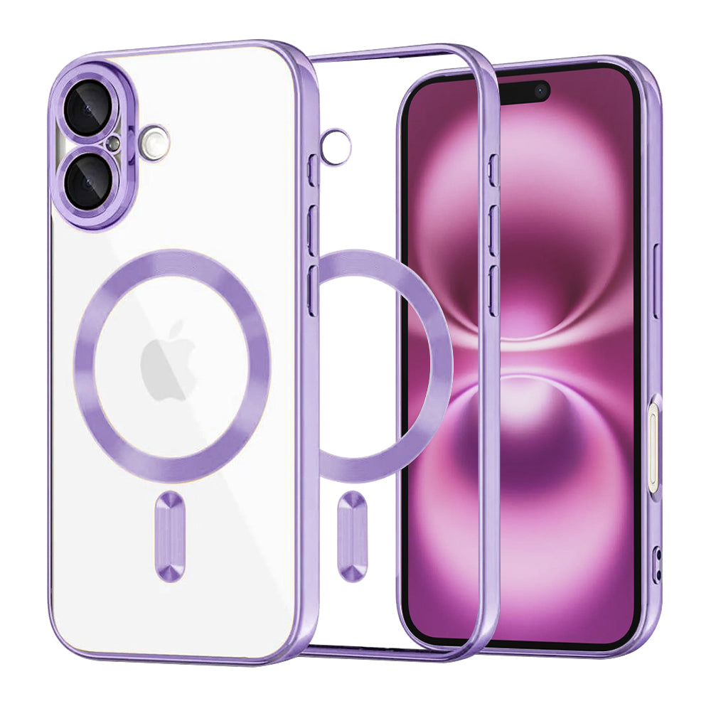 Custodia MagSafe per Apple iPhone 16 Plus, Techsuit, Luxury Crystal, Viola Chiaro