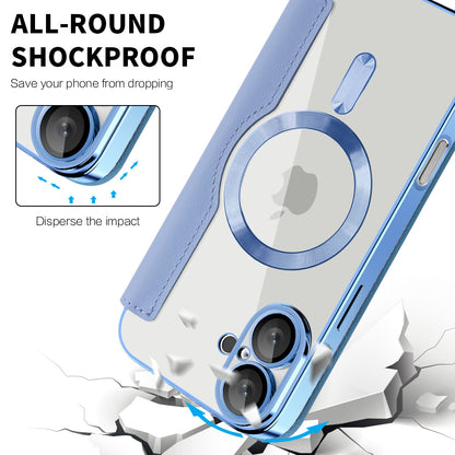 Custodia MagSafe per Apple iPhone 16 Plus, Techsuit, SmartMag Book, Blu