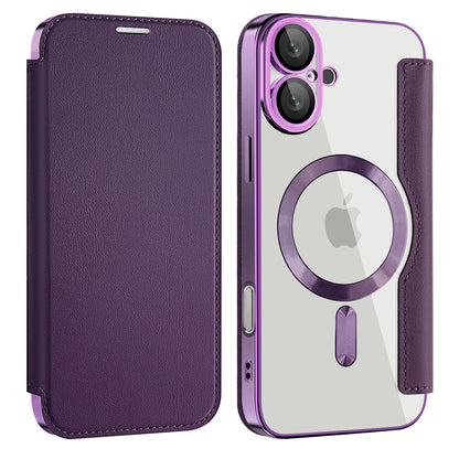 Custodia MagSafe per Apple iPhone 16 Plus, Techsuit, SmartMag Book, Viola