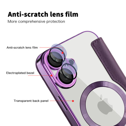 Custodia MagSafe per Apple iPhone 16 Plus, Techsuit, SmartMag Book, Viola