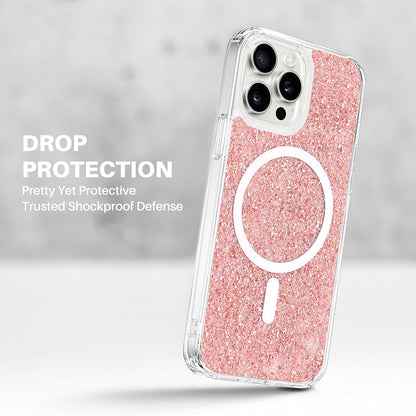MagSafe Case for Apple iPhone 16 Plus, Techsuit, Sparkly Glitter, Pink