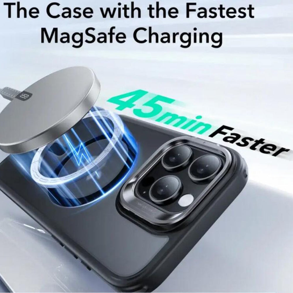 Custodia MagSafe per Apple iPhone 16 Pro, ESR, Classic Hybrid Kickstand Slide, Nera Satinata