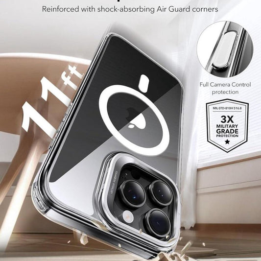 Custodia MagSafe per Apple iPhone 16 Pro, ESR, Classic Hybrid Kickstand Slide, Trasparente