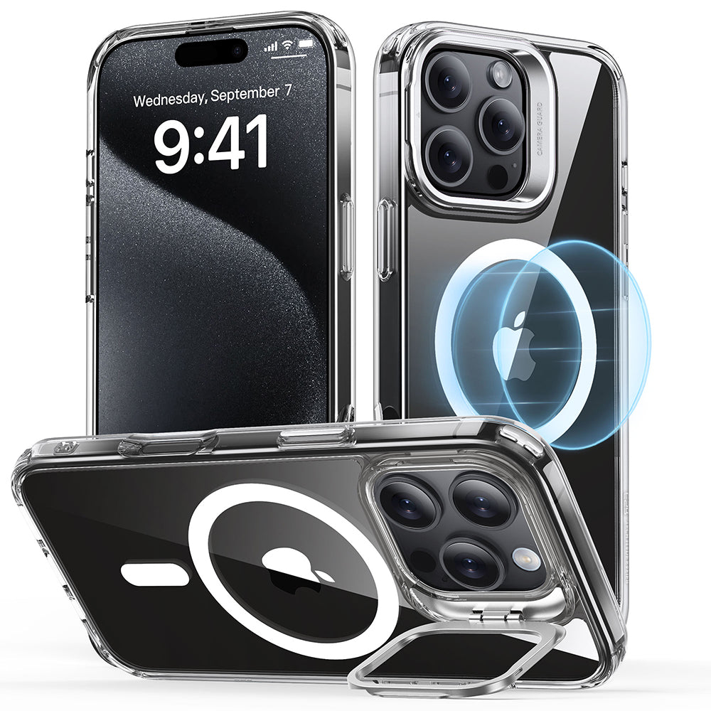 Custodia MagSafe per Apple iPhone 16 Pro, ESR, Classic Hybrid Kickstand, Trasparente