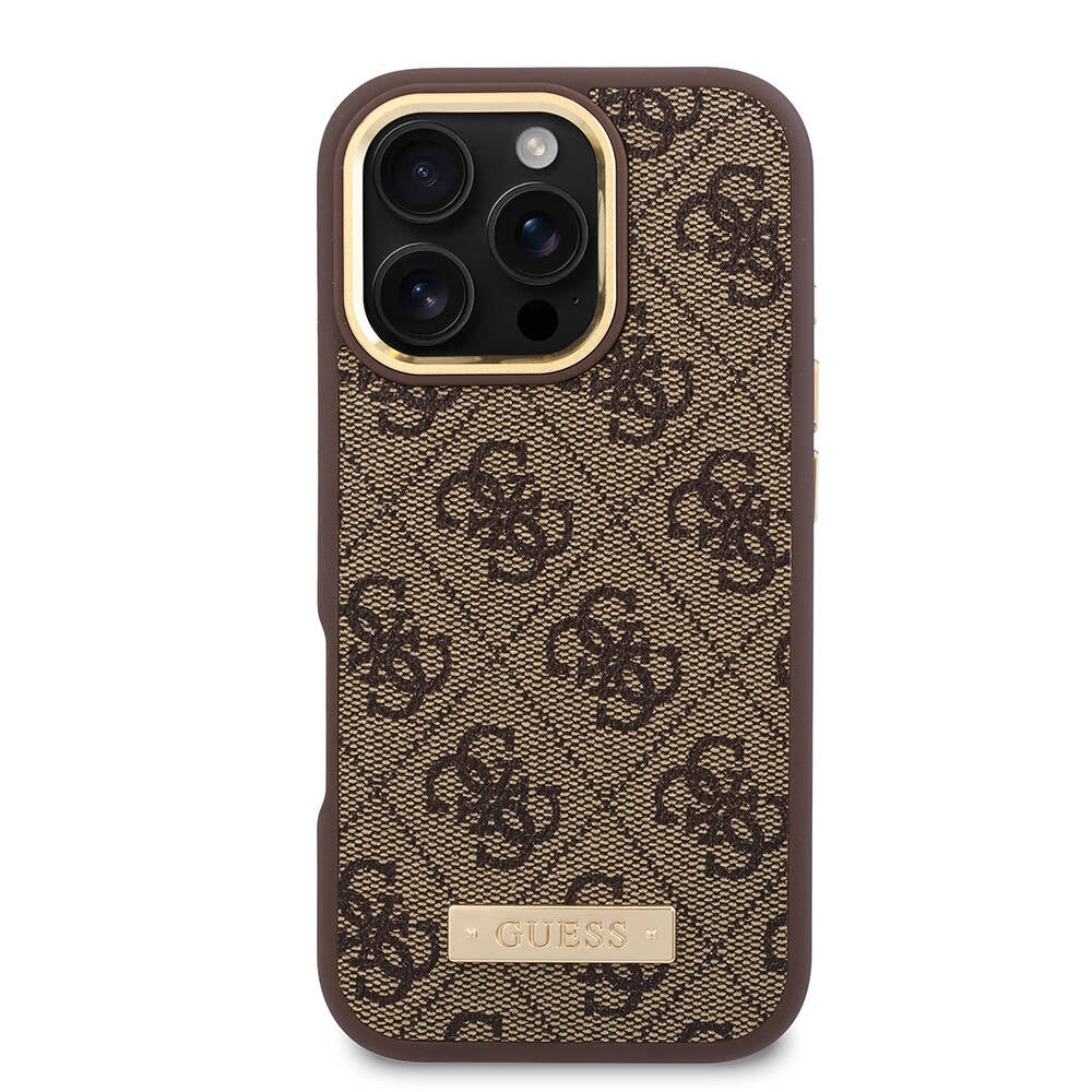 Custodia MagSafe per Apple iPhone 16 Pro, Guess, 4G Logo Plate, Blu