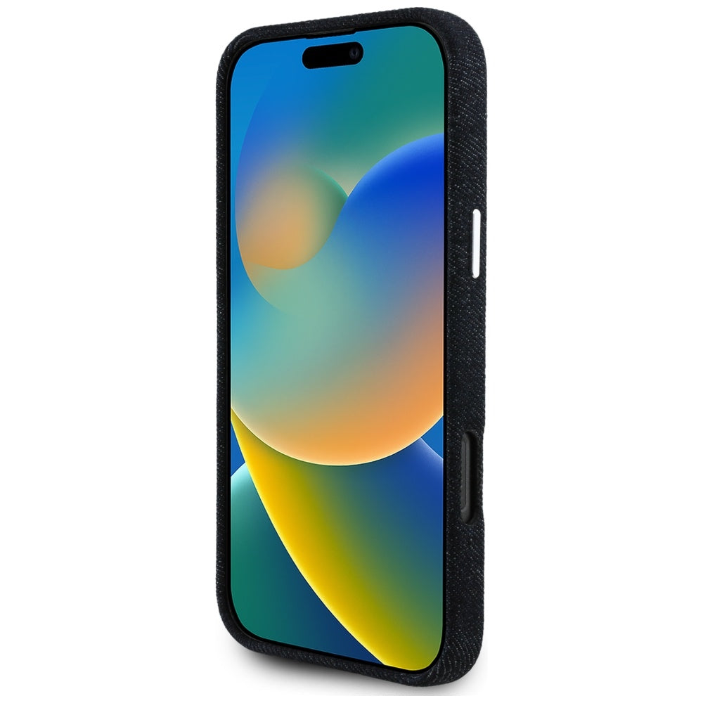 MagSafe Case for Apple iPhone 16 Pro, Guess, Denim Triangle Logo, Black