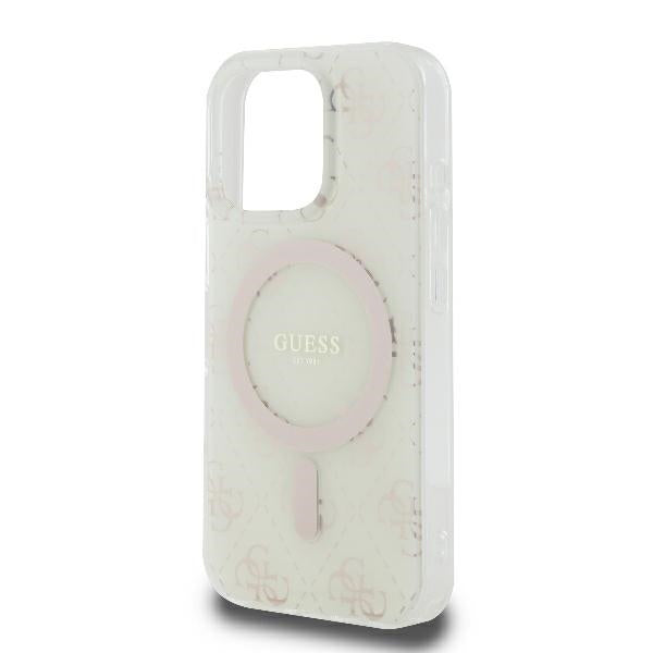 Custodia MagSafe per Apple iPhone 16 Pro, Guess, IML 4G Background, Bianca