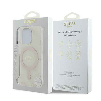 Custodia MagSafe per Apple iPhone 16 Pro, Guess, IML 4G Background, Bianca