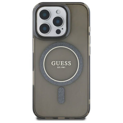 Custodia MagSafe per Apple iPhone 16 Pro, Guess, IML Glitter Ring, Nera