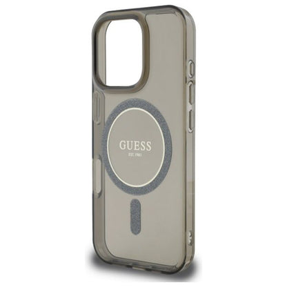Custodia MagSafe per Apple iPhone 16 Pro, Guess, IML Glitter Ring, Nera
