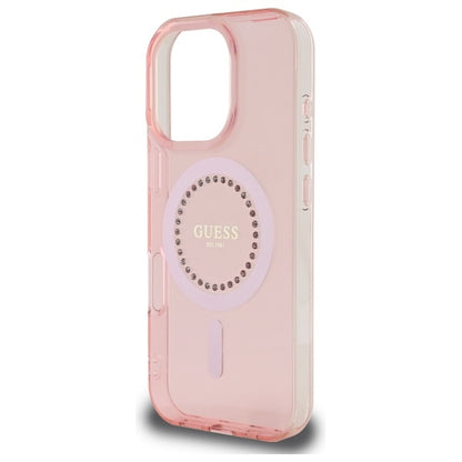 MagSafe Case for Apple iPhone 16 Pro, Guess, IML Rhinestone, Pink