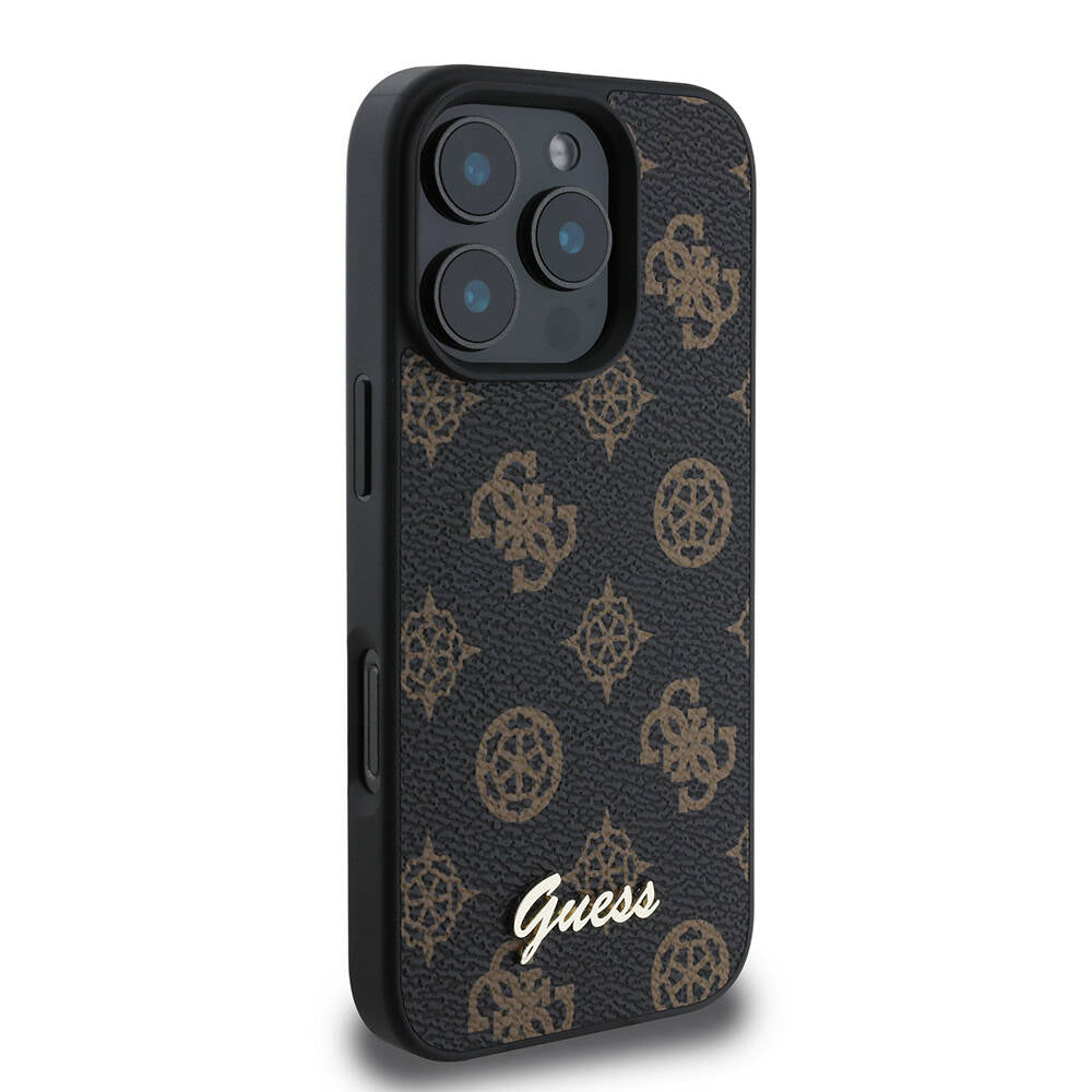 Custodia MagSafe per Apple iPhone 16 Pro, Guess, Peony Script, Nera