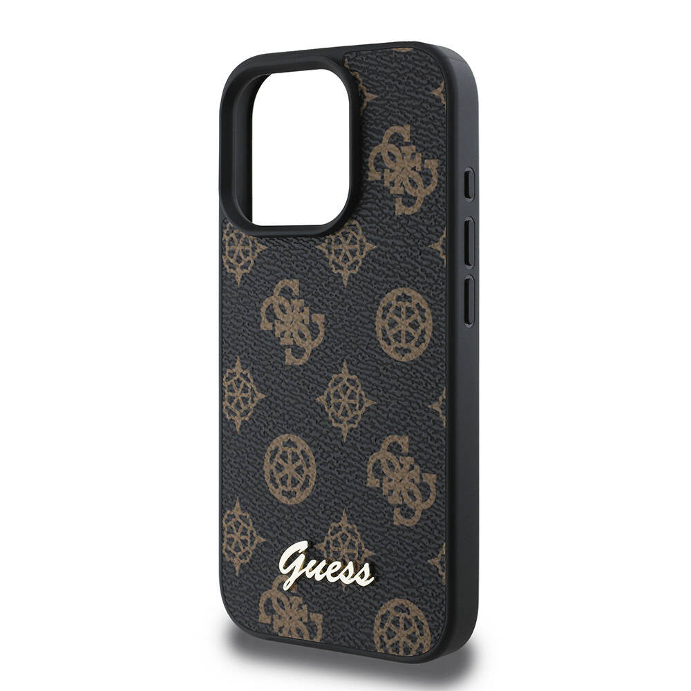 Custodia MagSafe per Apple iPhone 16 Pro, Guess, Peony Script, Nera