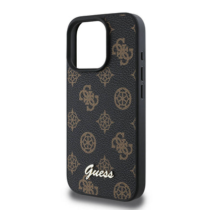 Custodia MagSafe per Apple iPhone 16 Pro, Guess, Peony Script, Nera