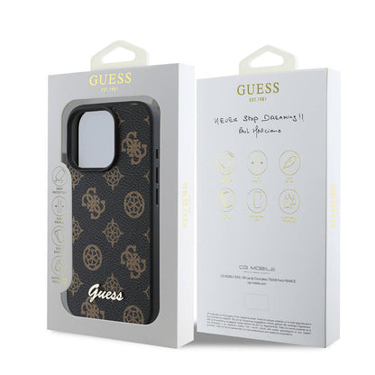 Custodia MagSafe per Apple iPhone 16 Pro, Guess, Peony Script, Nera