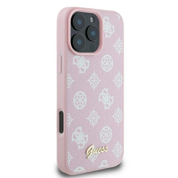 Custodia MagSafe per Apple iPhone 16 Pro, Guess, Peony Script, Rosa
