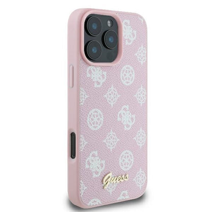 Custodia MagSafe per Apple iPhone 16 Pro, Guess, Peony Script, Rosa