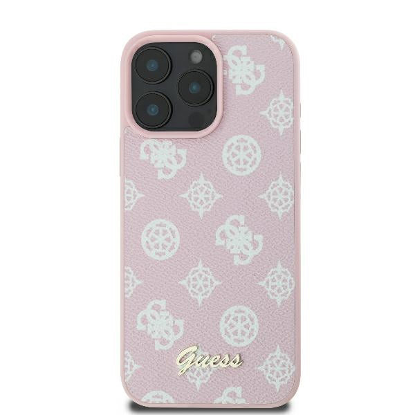 Custodia MagSafe per Apple iPhone 16 Pro, Guess, Peony Script, Rosa