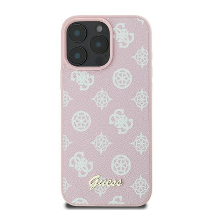 Custodia MagSafe per Apple iPhone 16 Pro, Guess, Peony Script, Rosa