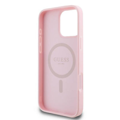 Custodia MagSafe per Apple iPhone 16 Pro, Guess, Peony Script, Rosa