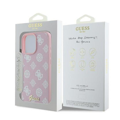 Custodia MagSafe per Apple iPhone 16 Pro, Guess, Peony Script, Rosa