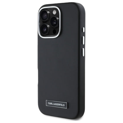 Custodia MagSafe per Apple iPhone 16 Pro, Karl Lagerfeld, FW Metal Plate, Nera