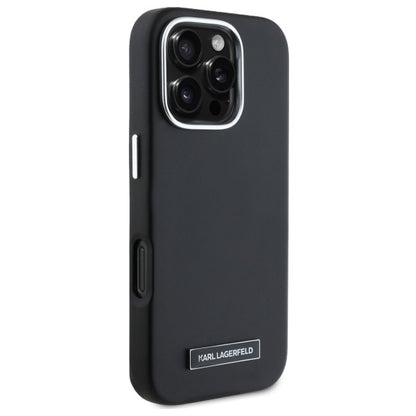 Custodia MagSafe per Apple iPhone 16 Pro, Karl Lagerfeld, FW Metal Plate, Nera