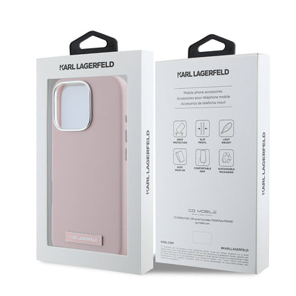 Custodia MagSafe per Apple iPhone 16 Pro, Karl Lagerfeld, FW Metal Plate, Rosa