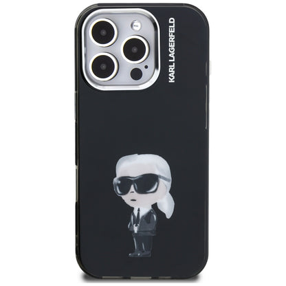 Custodia MagSafe per Apple iPhone 16 Pro, Karl Lagerfeld, IML Aquarelle Logo Karl, Nera