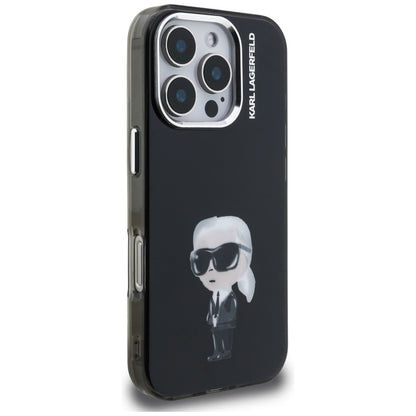 Custodia MagSafe per Apple iPhone 16 Pro, Karl Lagerfeld, IML Aquarelle Logo Karl, Nera