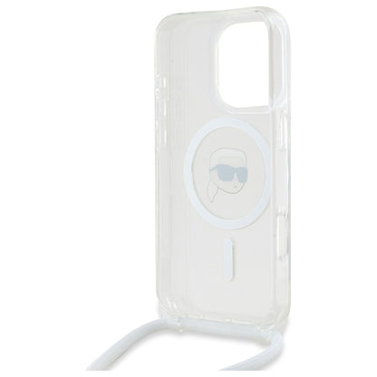 Custodia MagSafe per Apple iPhone 16 Pro, Karl Lagerfeld, IML Crossbody Karl's Head, Trasparente