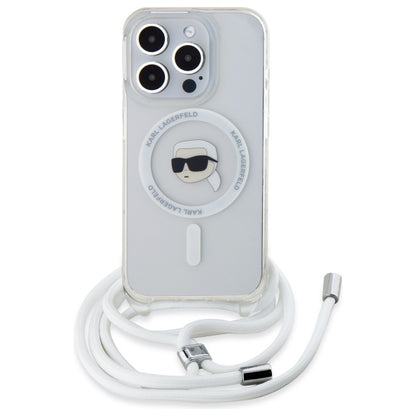 Custodia MagSafe per Apple iPhone 16 Pro, Karl Lagerfeld, IML Crossbody Karl's Head, Trasparente