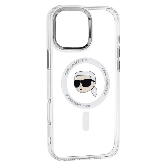 Custodia MagSafe per Apple iPhone 16 Pro, Karl Lagerfeld, IML Metal Karl's Head, Bianca