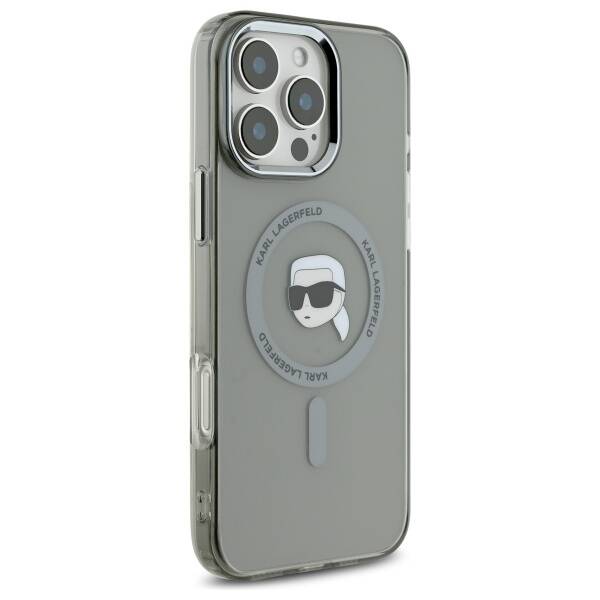 Custodia MagSafe per Apple iPhone 16 Pro, Karl Lagerfeld, IML Metal Karl's Head, Nera