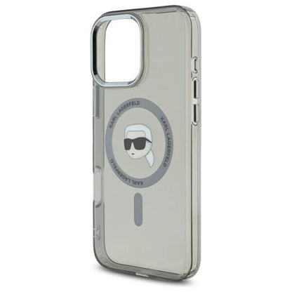 Custodia MagSafe per Apple iPhone 16 Pro, Karl Lagerfeld, IML Metal Karl's Head, Nera