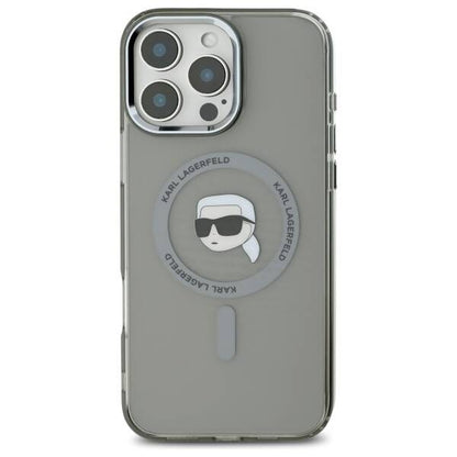Custodia MagSafe per Apple iPhone 16 Pro, Karl Lagerfeld, IML Metal Karl's Head, Nera