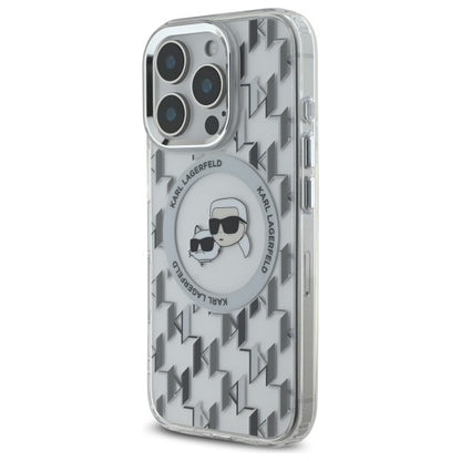Custodia MagSafe per Apple iPhone 16 Pro, Karl Lagerfeld, IML Monogramma Karl & Choupette's Heads, Trasparente