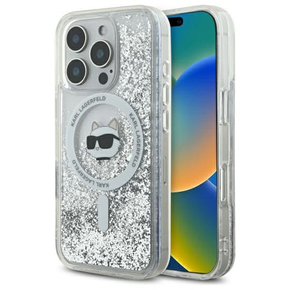 Custodia MagSafe per Apple iPhone 16 Pro, Karl Lagerfeld, Liquid Glitter Choupette's Head, Trasparente