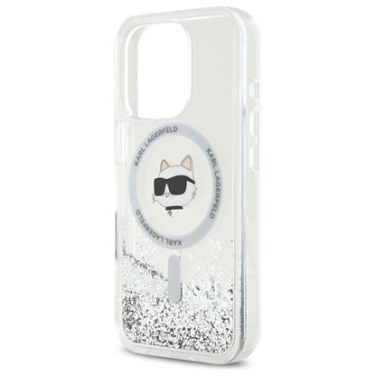 Custodia MagSafe per Apple iPhone 16 Pro, Karl Lagerfeld, Liquid Glitter Choupette's Head, Trasparente