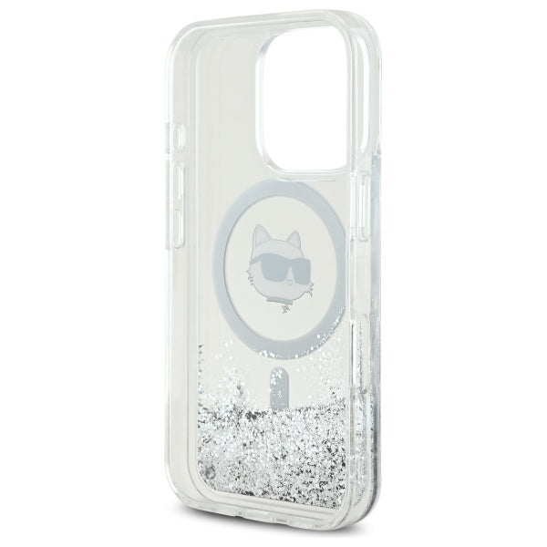 Custodia MagSafe per Apple iPhone 16 Pro, Karl Lagerfeld, Liquid Glitter Choupette's Head, Trasparente