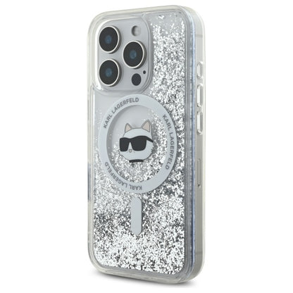Custodia MagSafe per Apple iPhone 16 Pro, Karl Lagerfeld, Liquid Glitter Choupette's Head, Trasparente