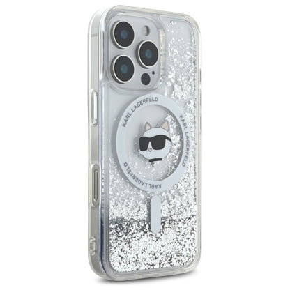 Custodia MagSafe per Apple iPhone 16 Pro, Karl Lagerfeld, Liquid Glitter Choupette's Head, Trasparente