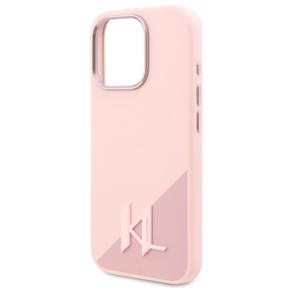 Custodia MagSafe per Apple iPhone 16 Pro, Karl Lagerfeld, Silicone Shadow Metal Initial, Rosa