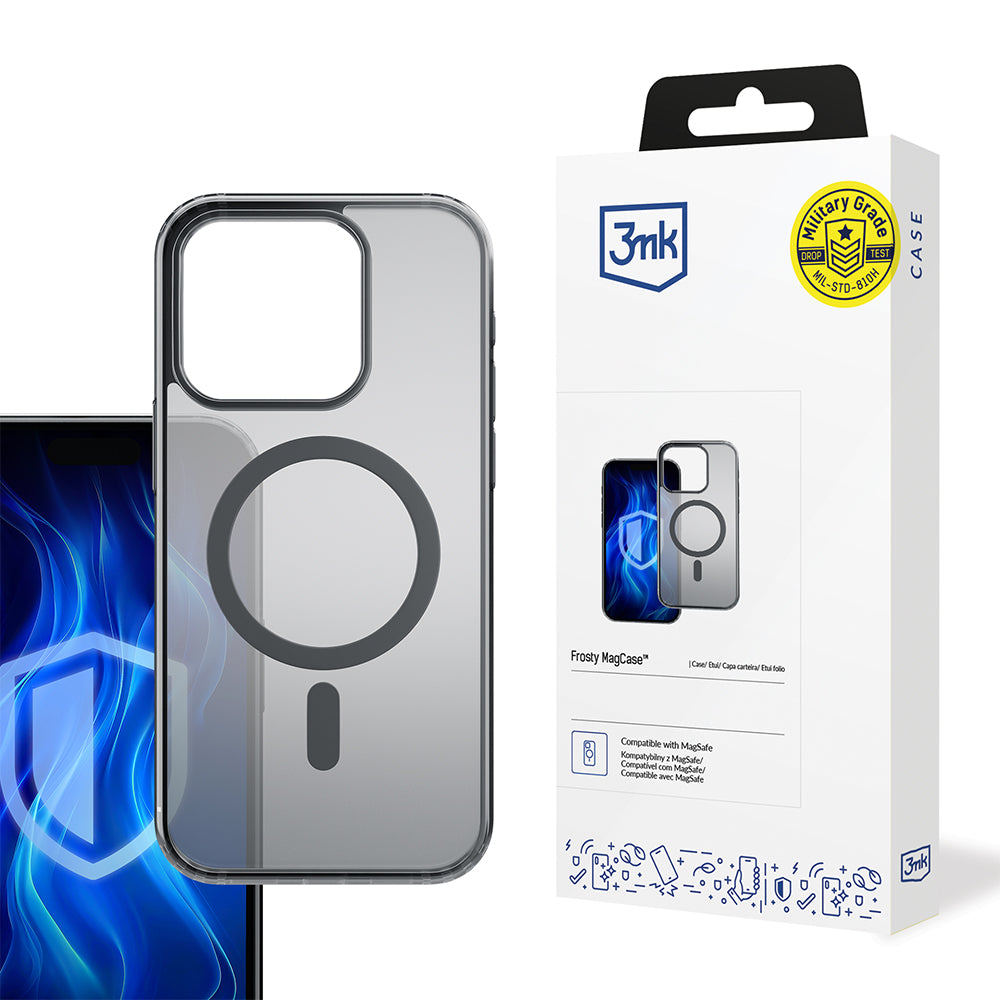 Custodia MagSafe per Apple iPhone 16 Pro Max, 3MK, Frosty MagCase, Nera